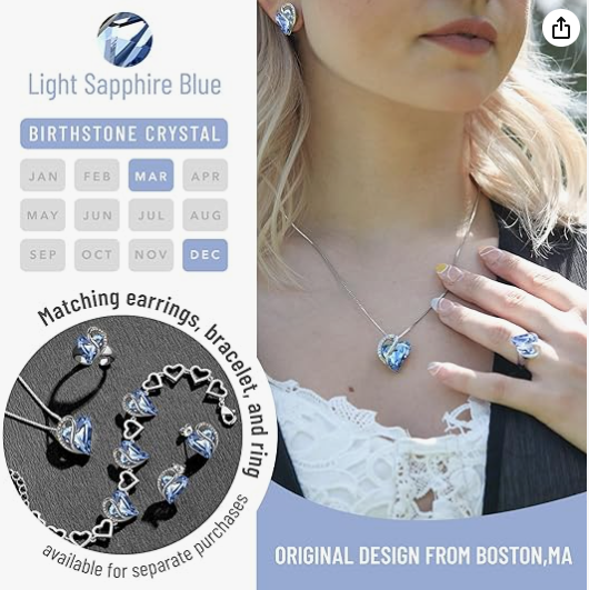 Light Sapphire Blue Birthstone Crystal Necklace