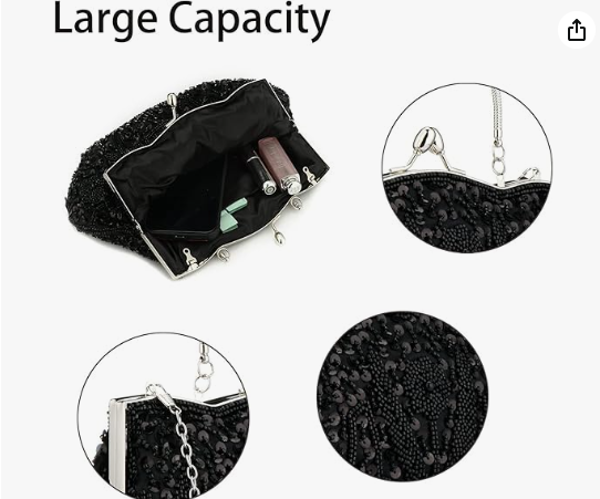 Black Sequin Evening Clutch Bag