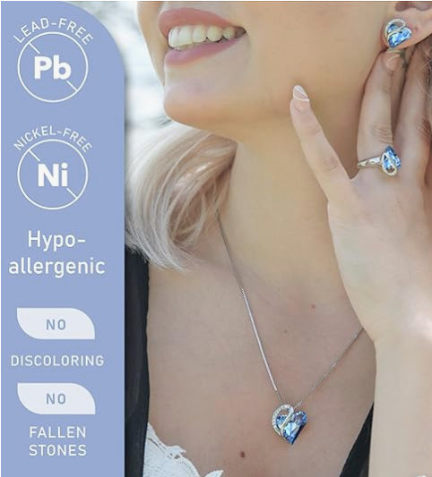 Light Sapphire Blue Birthstone Crystal Necklace