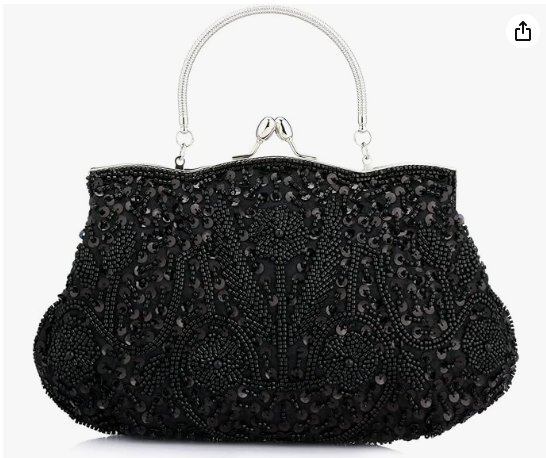 Black Sequin Evening Clutch Bag