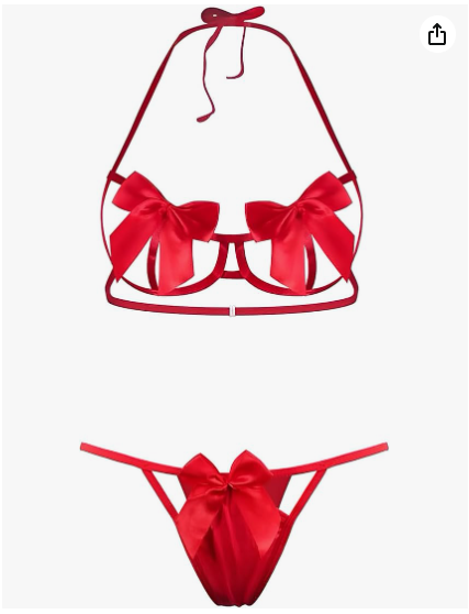 Red Satin Bow Lingerie Accessory
