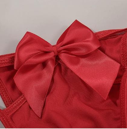 Red Satin Bow Lingerie Accessory