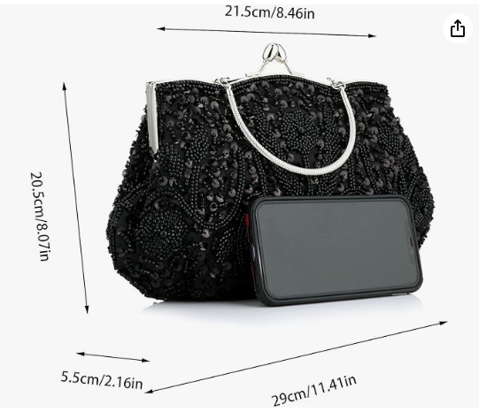 Black Sequin Evening Clutch Bag