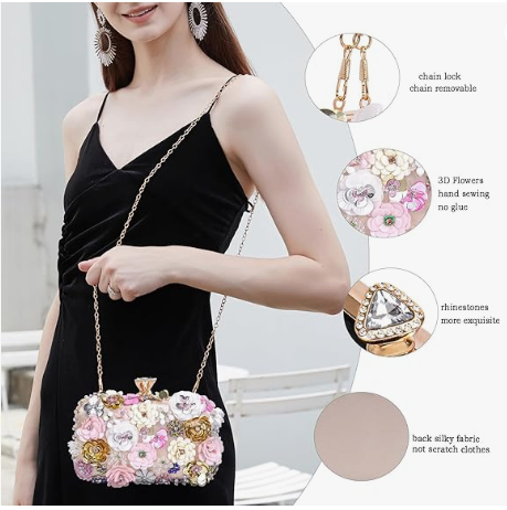 Elegant Floral Evening Clutch Bag