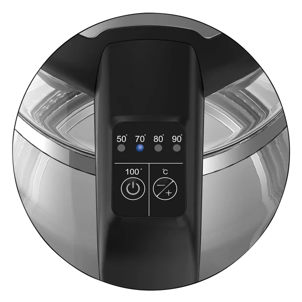 Cuisinart Digital Double-Layer Glass Electric Tea Kettle – 1.7L, 1500W, 5 Temperature Settings, Cool-Touch Body, LED Colours, Automatic Shut-Off