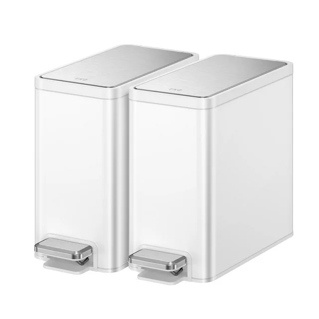 EKO 6.7L Step Trash Can – 2-Pack Stainless Steel Set with Soft-Close Lid, Removable Inner Bucket, Odor-Locking Design & Space-Saving Footprint