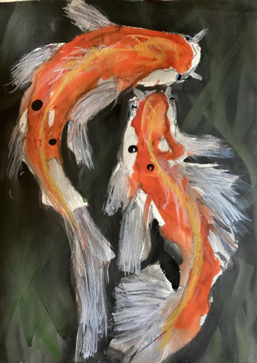 Koi Fish Watercolor Painting