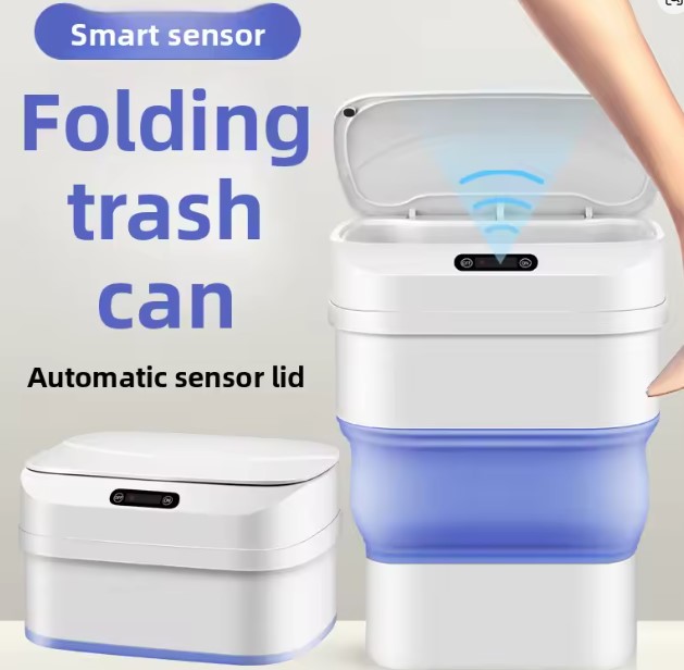 Papelera plegable con censor automática