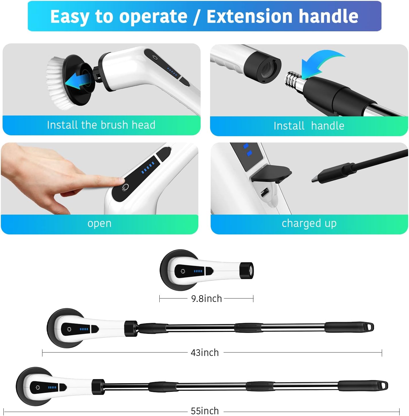 Cepillo de Limpieza Eléctrico Giratorio Inalámbrico 9 en 1