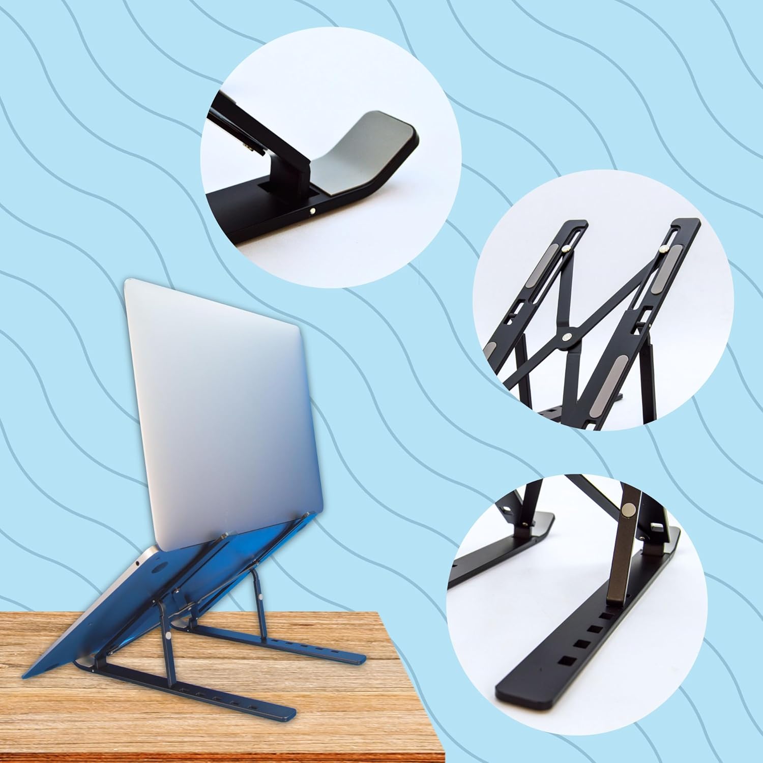 Soporte Metálico Plegable para Laptop Negro