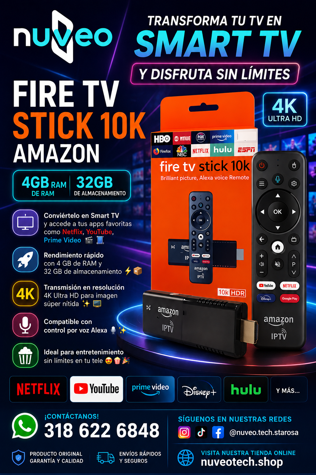 Fire Tv Stick 10k Amazon Control De Voz
