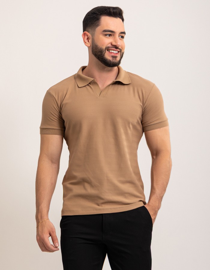 Camisa Polo V Texturizada M/C
