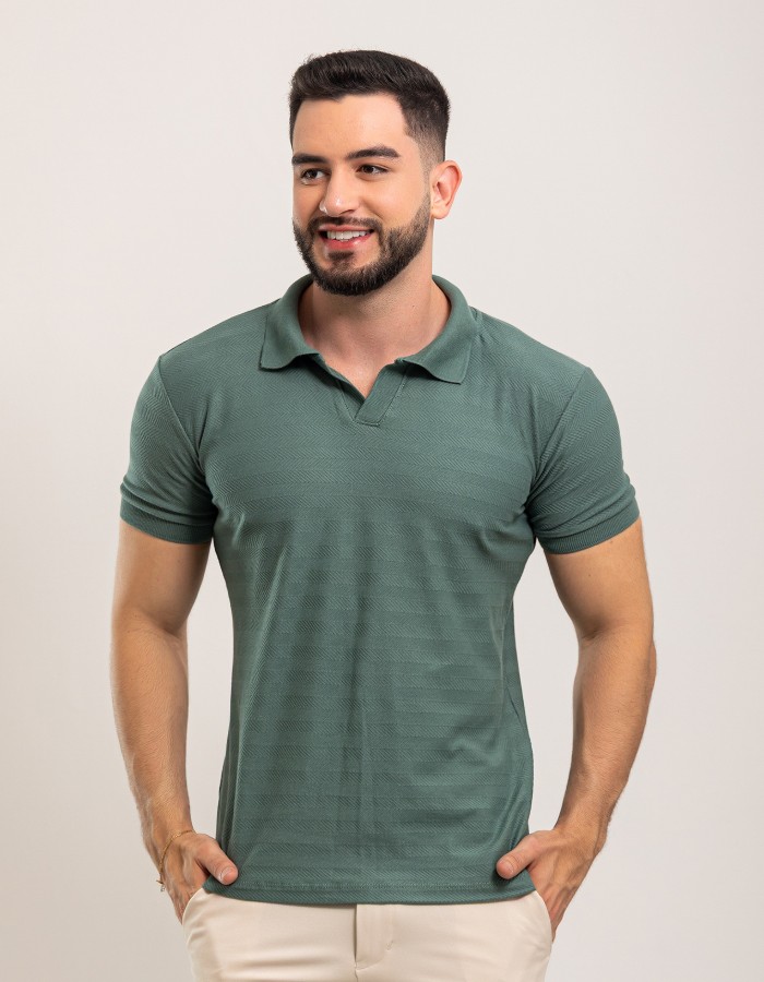 Camisa Polo V Texturizada M/C