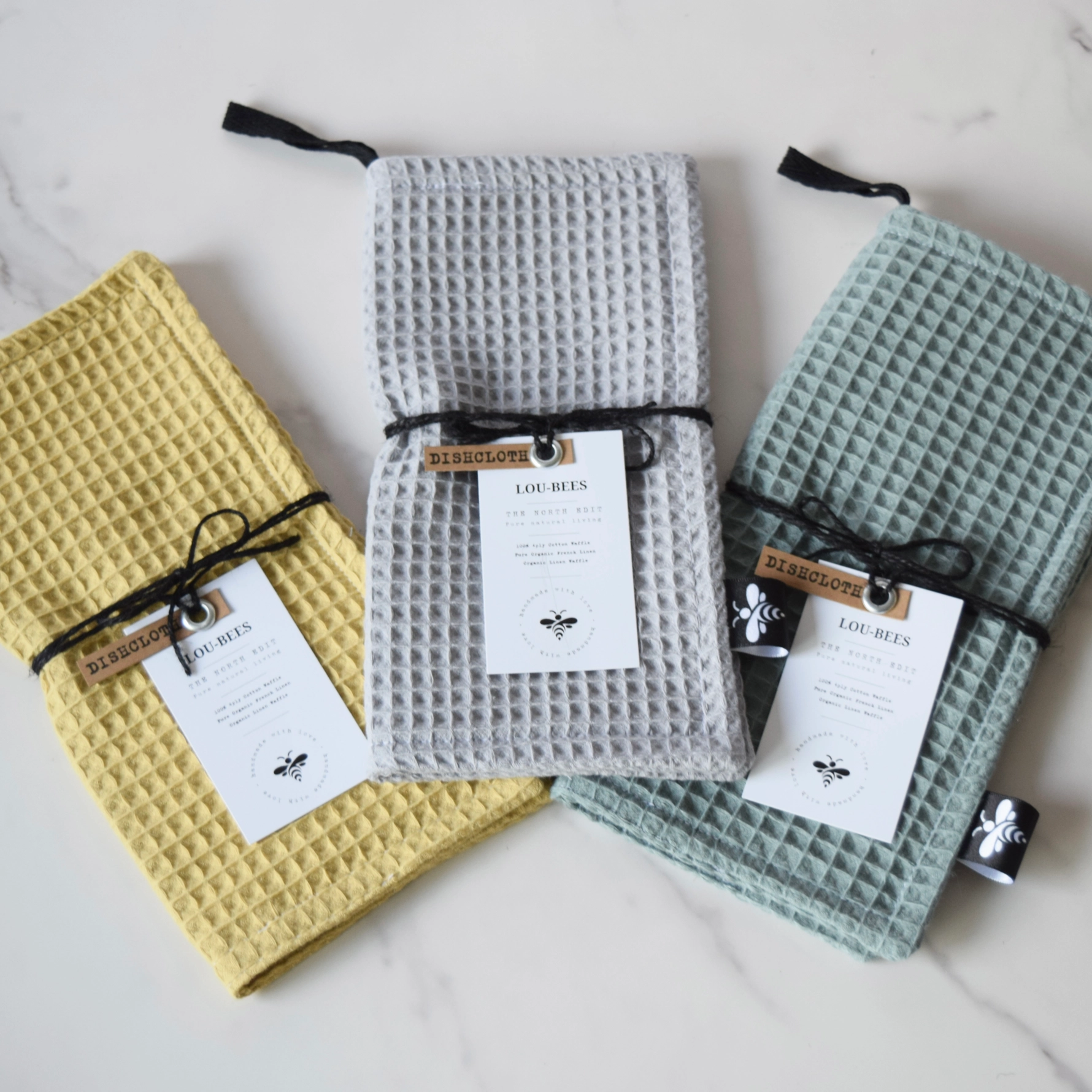 Extra-Strong Organic Waffle Dishcloth-4-Ply Power, Yellow