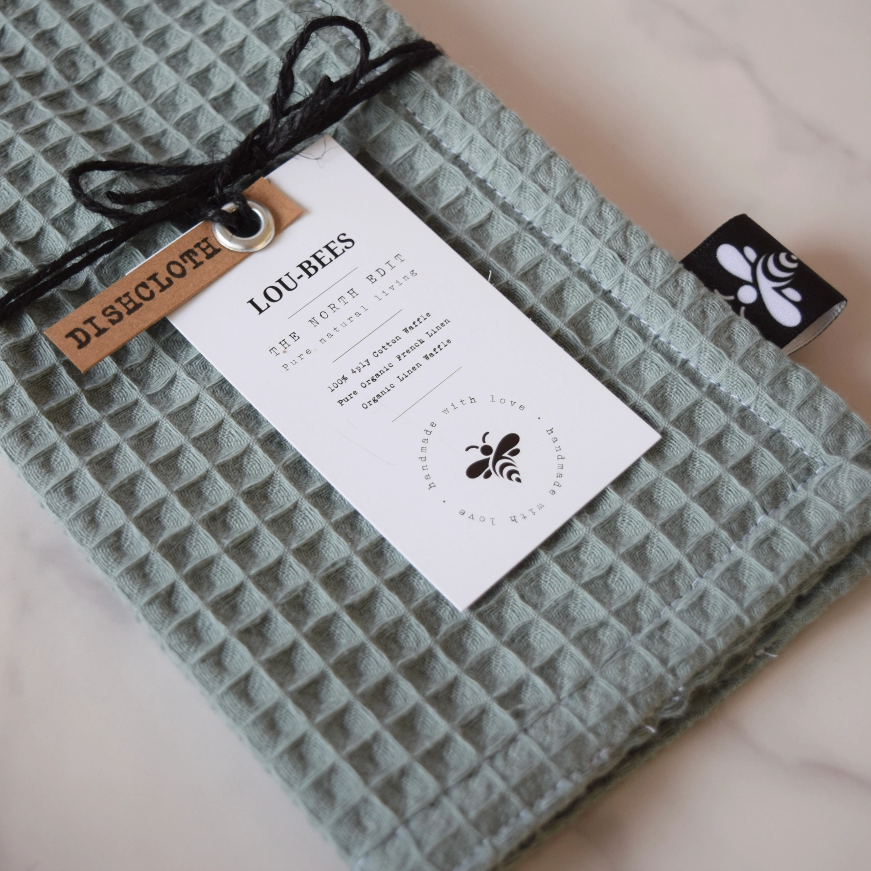 Extra-Strong Organic Waffle Dishcloth-4-Ply Power, Sage