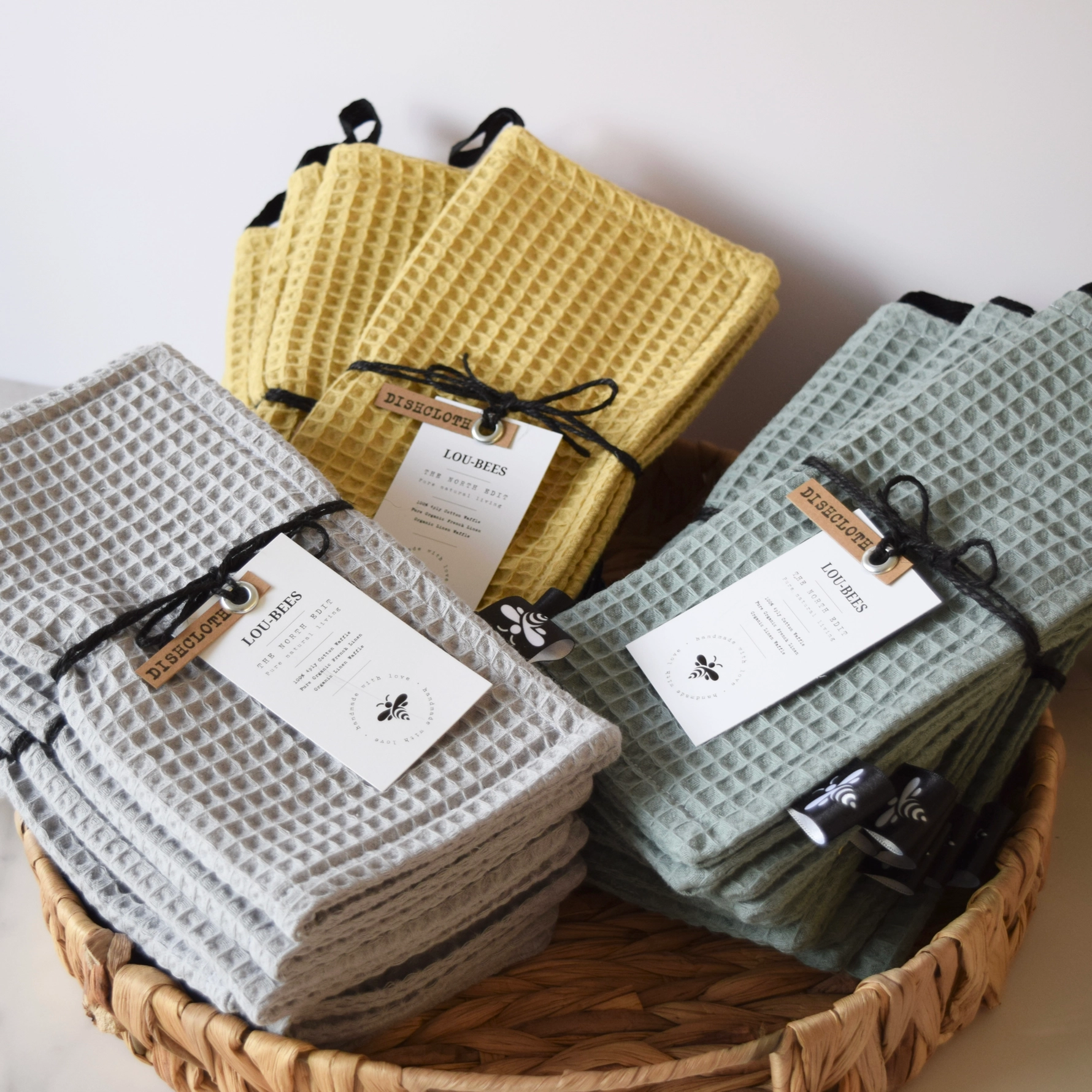 Extra-Strong Organic Waffle Dishcloth-4-Ply Power, Yellow