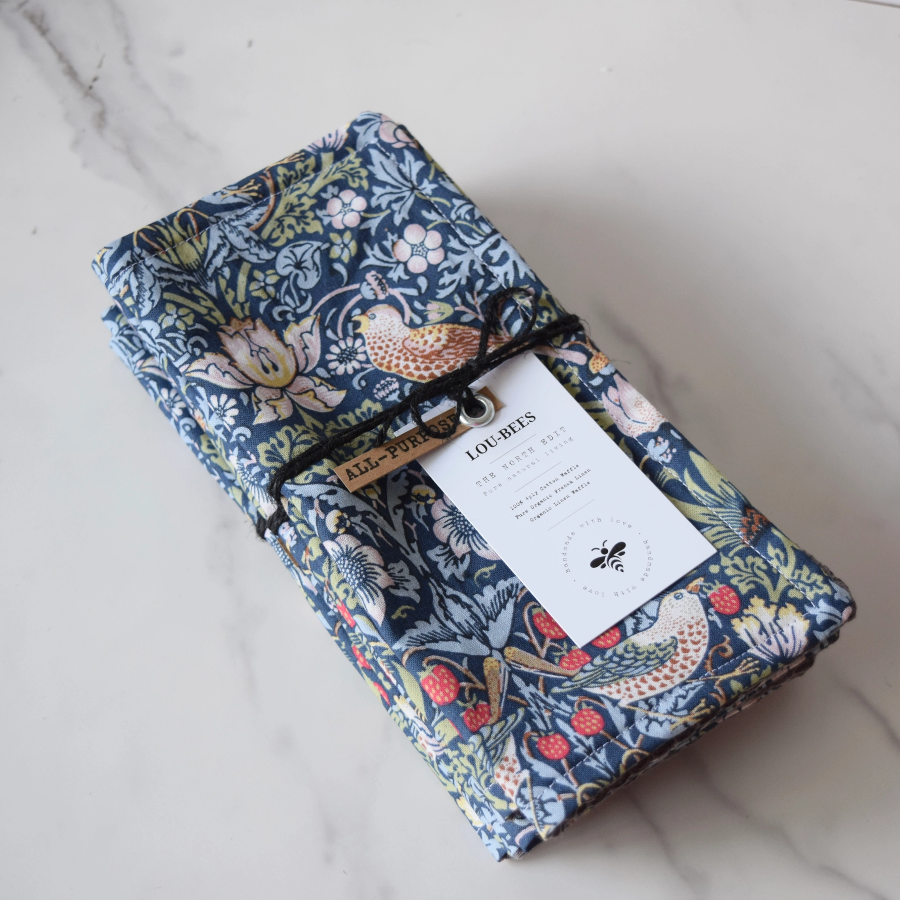 Dish Cloths, Eco Friendly, Reusable William Morris Cloths, Strawberry