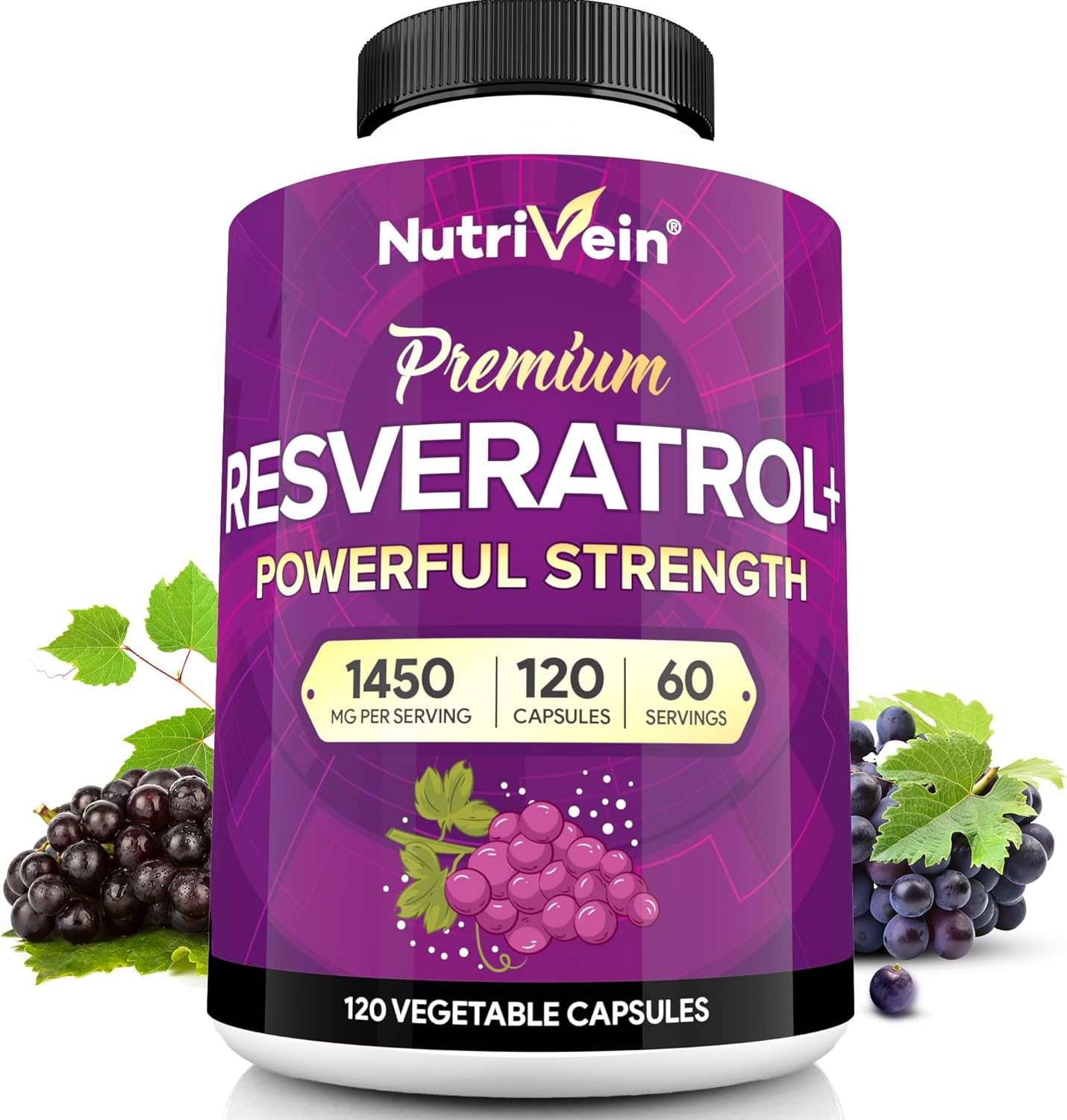 Resveratrol+ Premium | 120 cápsulas Fórmula antioxidante avanzada con1450 mg