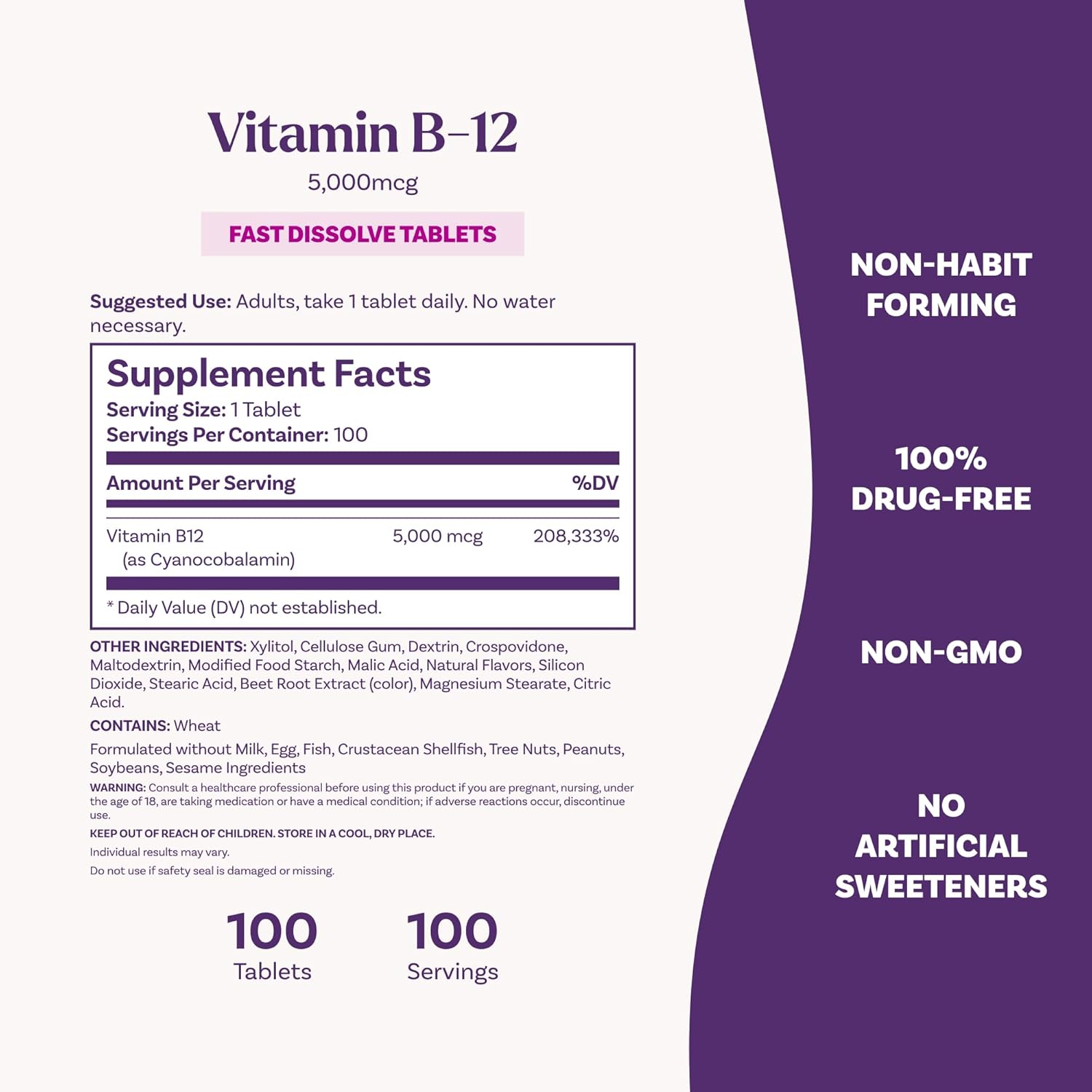 Vitamina B12 5000 mcg Disolución rápida