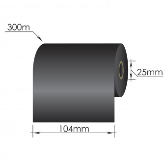 Rollo de Cinta Cera Premium color Negro de 110mm x 300 mts para impresora de etiquetas