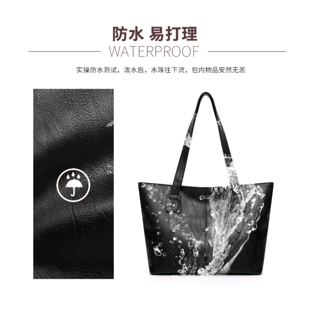 Elegant Black Leather Tote Bag