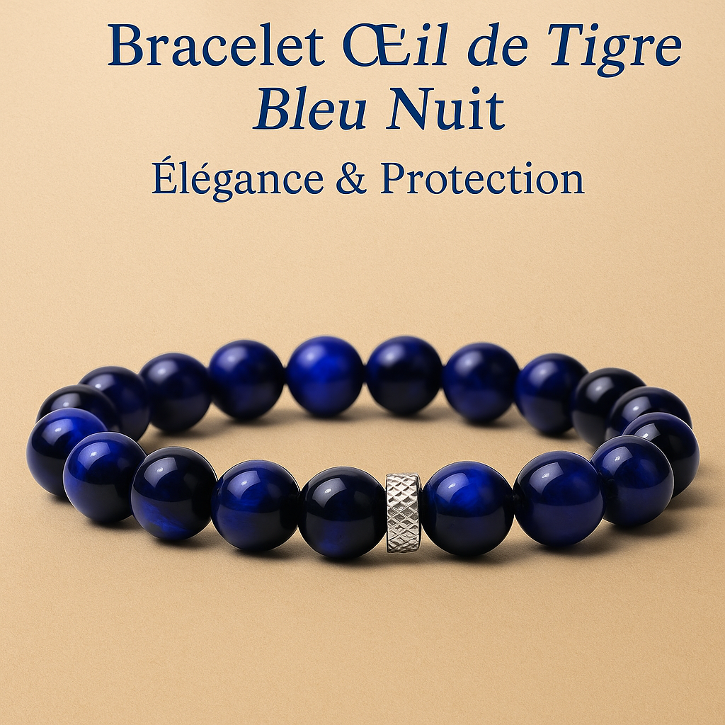 Bracelet œil-de-tigre bleu Ming