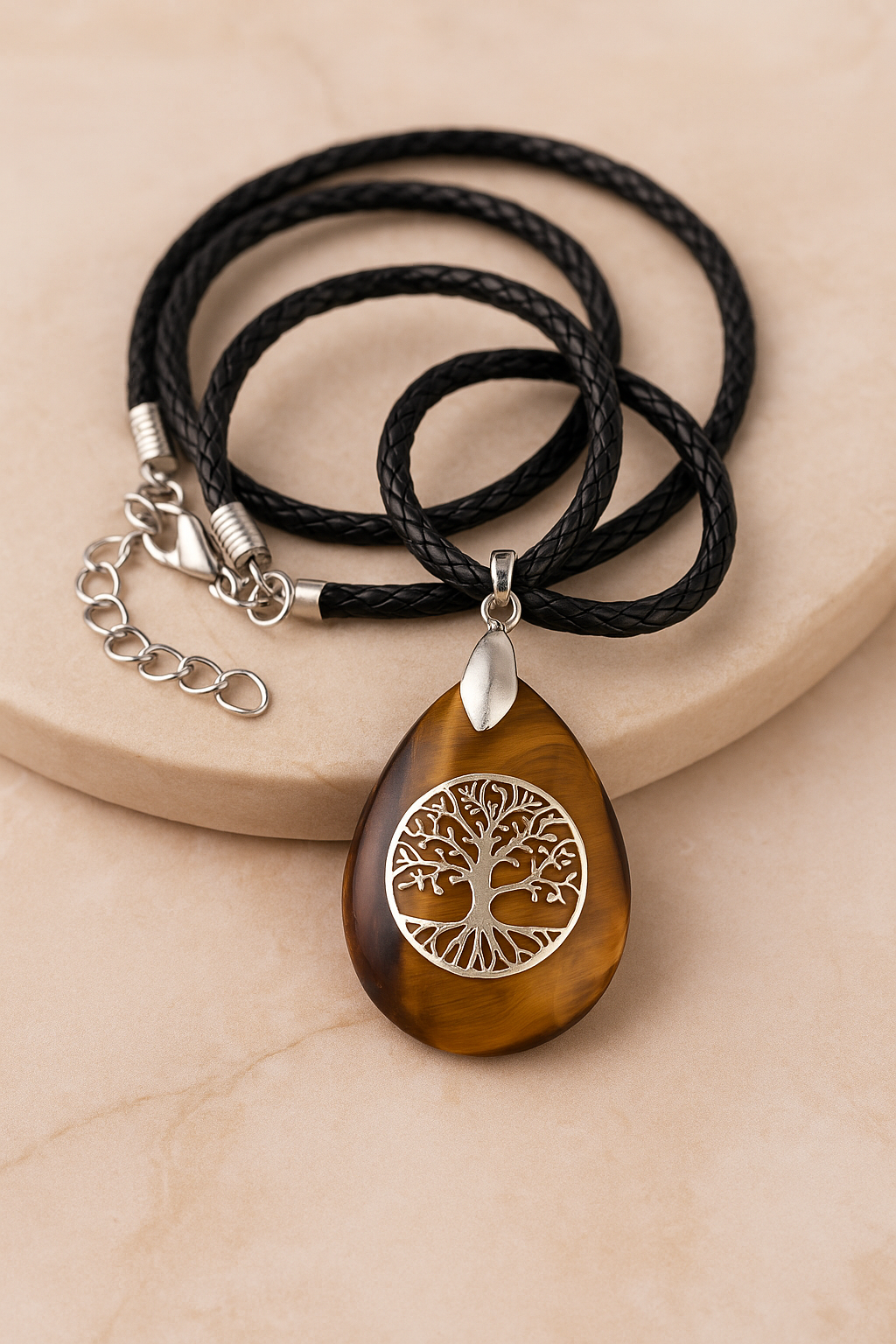 Pendentif Arbre de Vie en Œil de Tigre – Protection & Harmonie