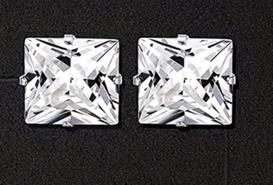 Boucles d'oreilles carrées en argent acier inoxydable