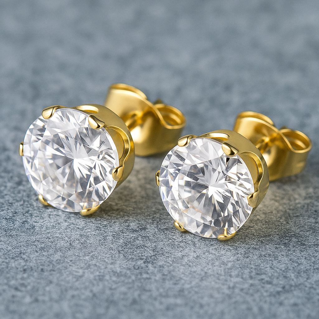 Boucles d’oreilles en plaqué or avec zircon brillant