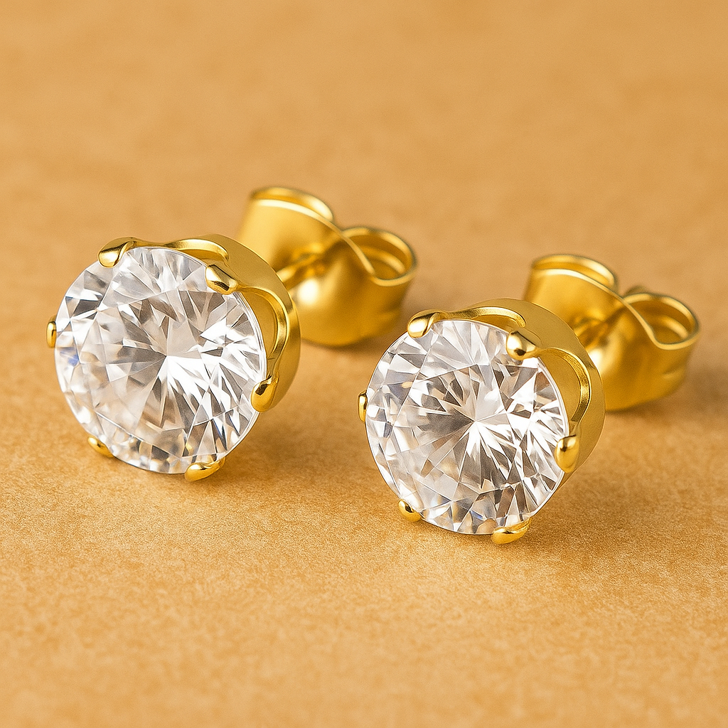 Boucles d’oreilles en plaqué or avec zircon brillant