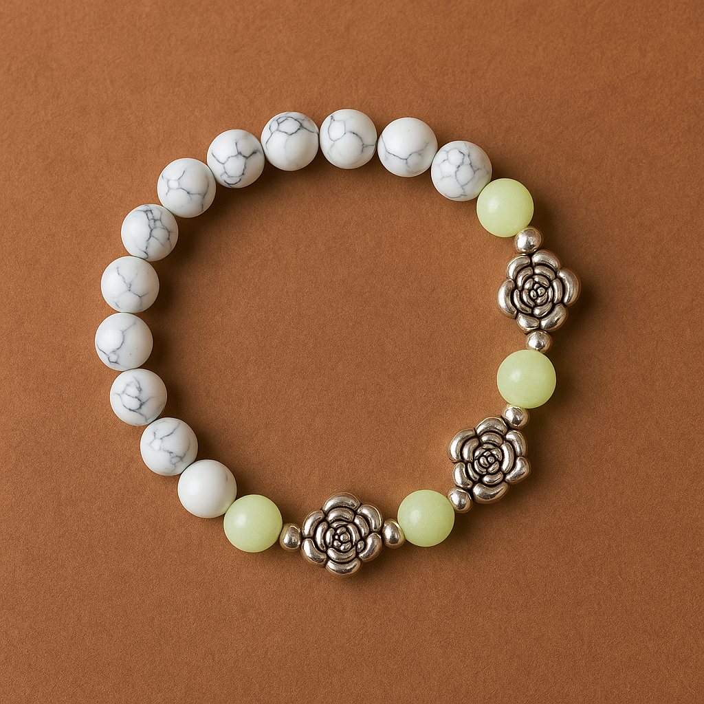 Bracelet Lumineux en Alliage et Perles Naturelles