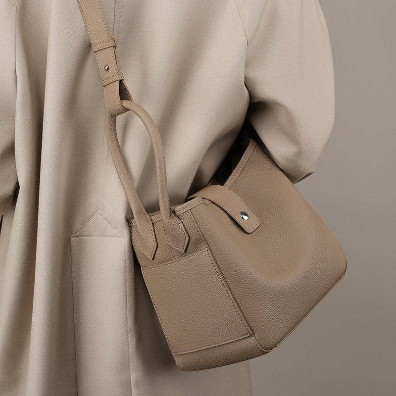 Classic Taupe Leather Handbag