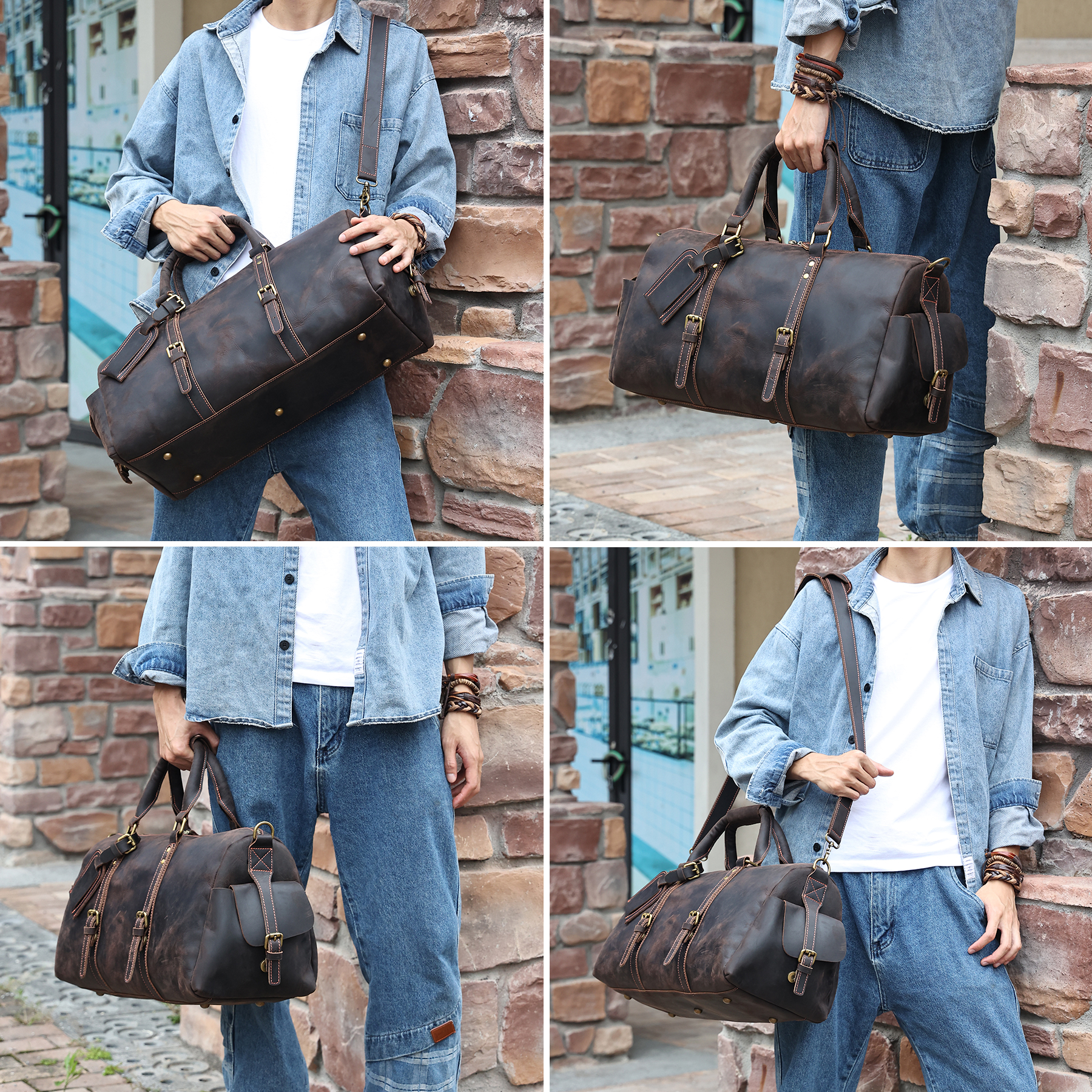 Vintage Leather Duffel Bag