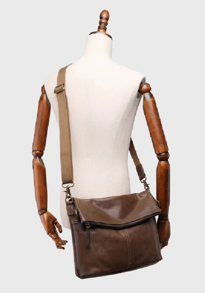 Vintage Brown Leather Messenger Bag