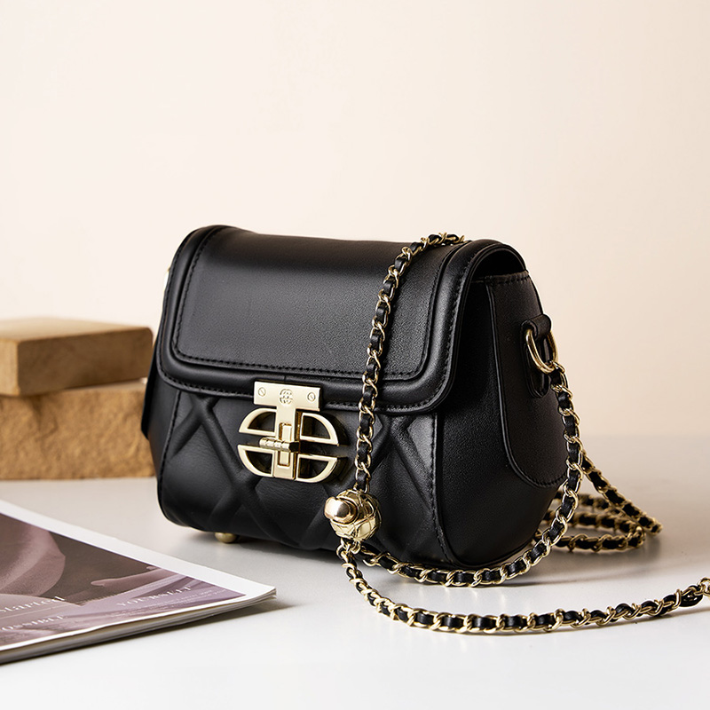 Quilted Black Leather Shoulder Bag