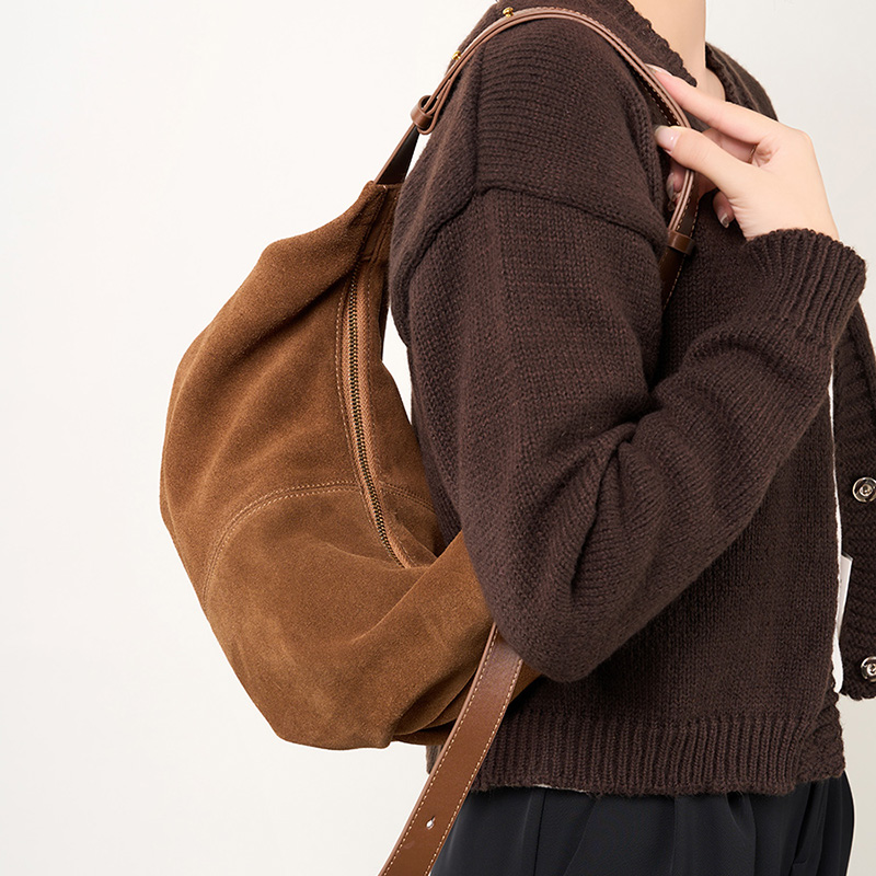 Brown Suede Shoulder Bag
