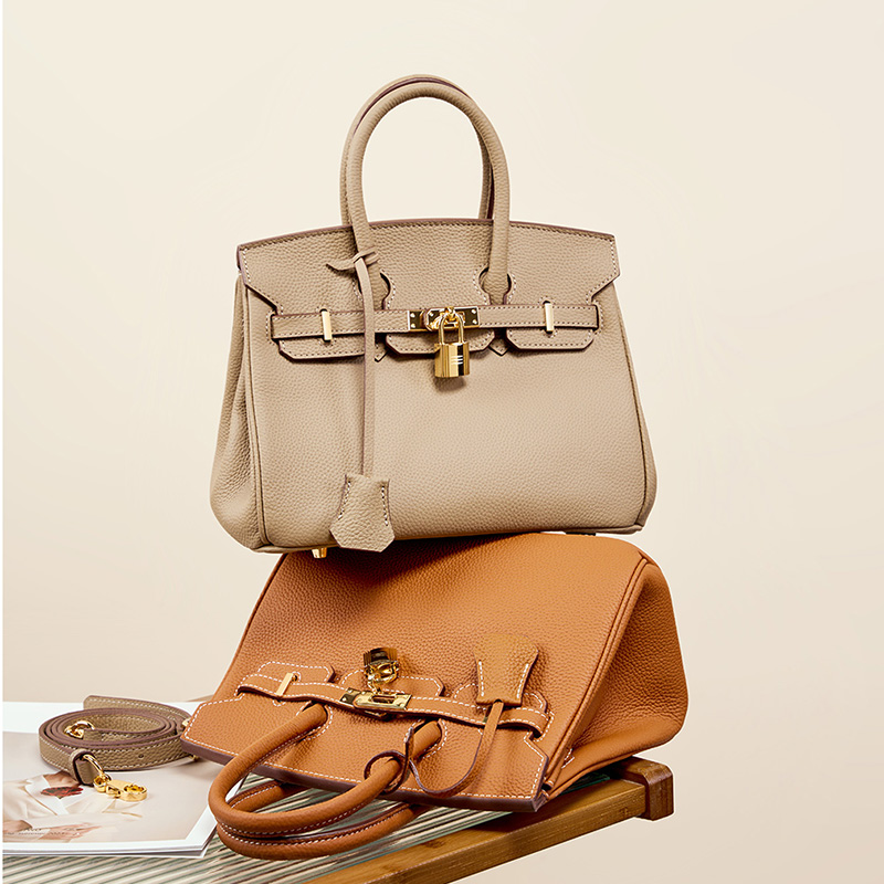 Elegant Taupe Leather Handbag