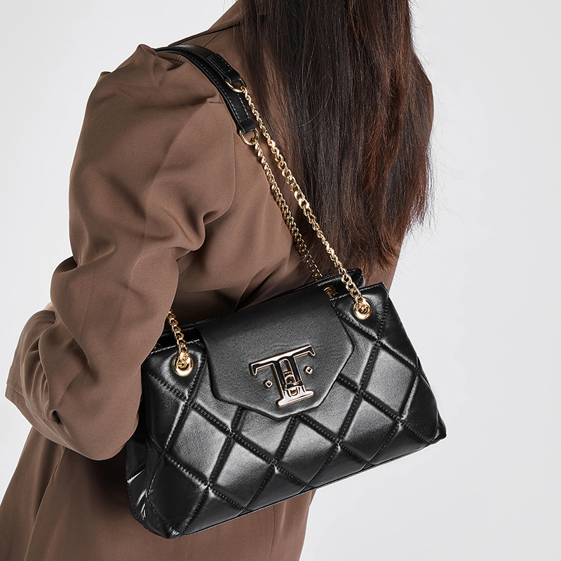 Quilted Black Leather Handbag