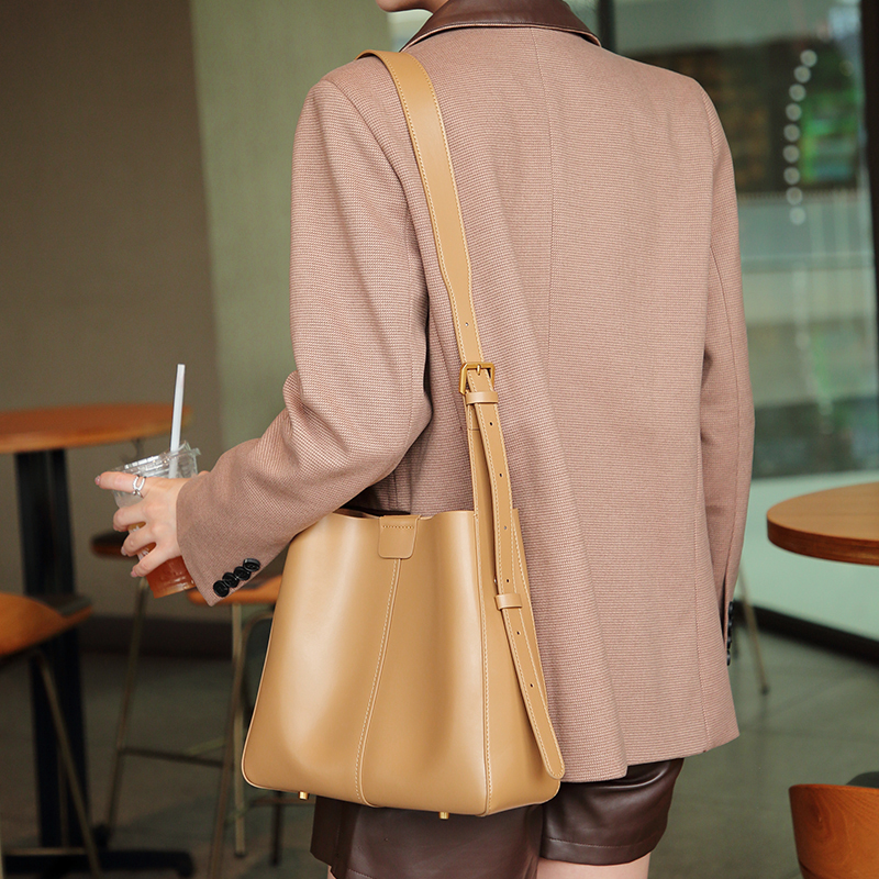 Tan Leather Bucket Bag