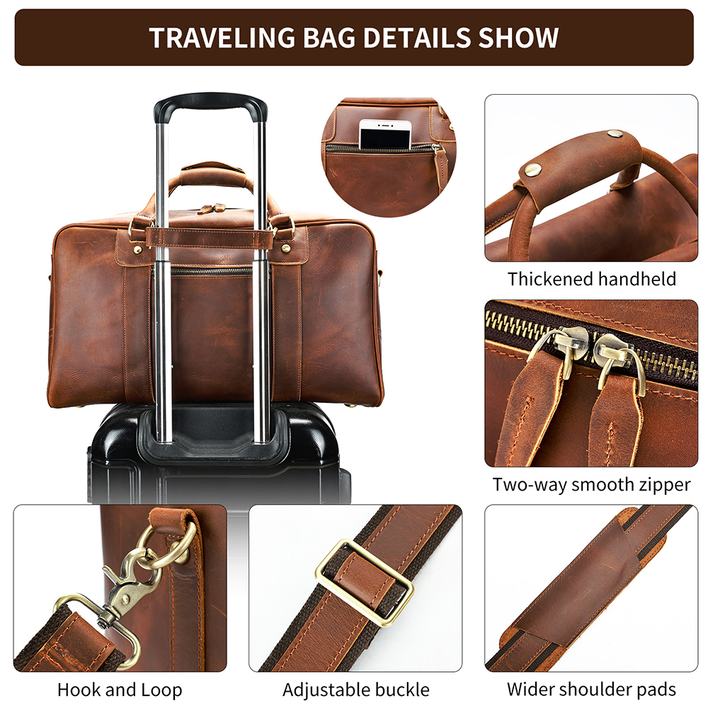 Leather Travel Duffel Bag