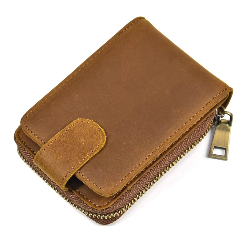Leather Zipper Card Holder Wallet