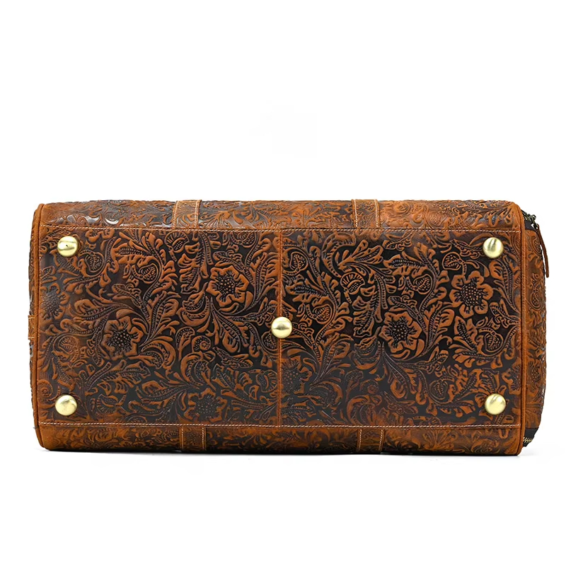 Vintage Embossed Leather Duffel Bag