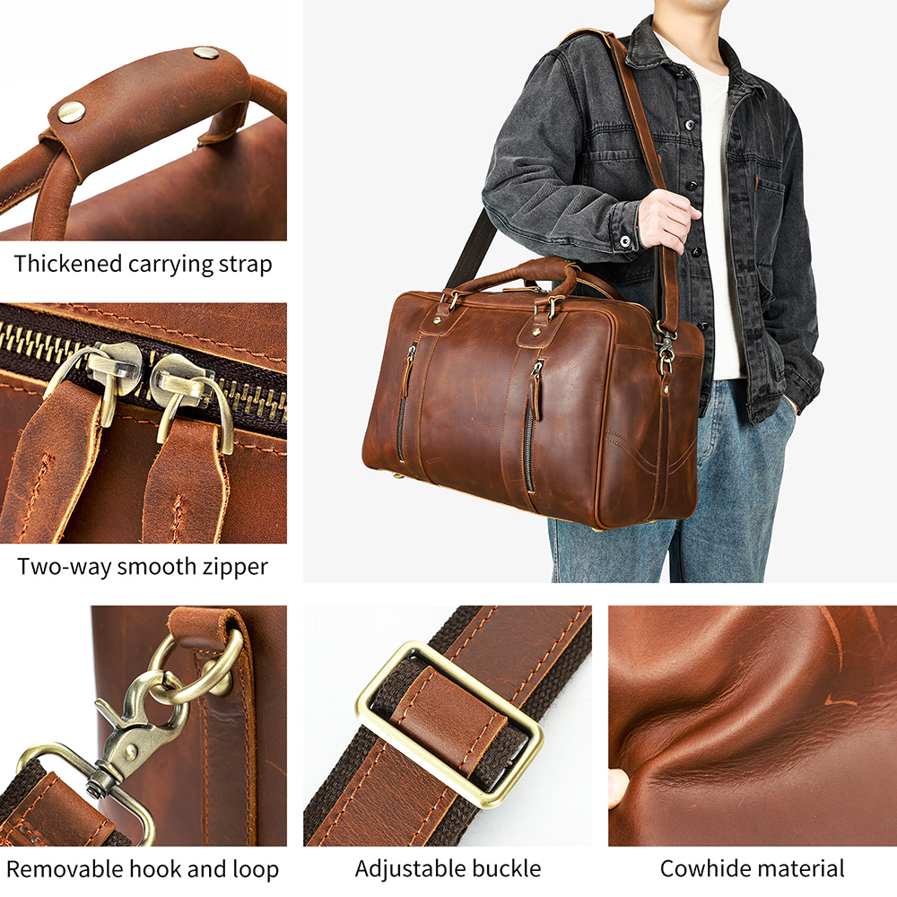 Leather Travel Duffel Bag