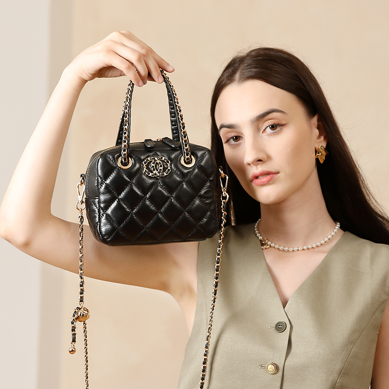 Quilted Black Leather Handbag