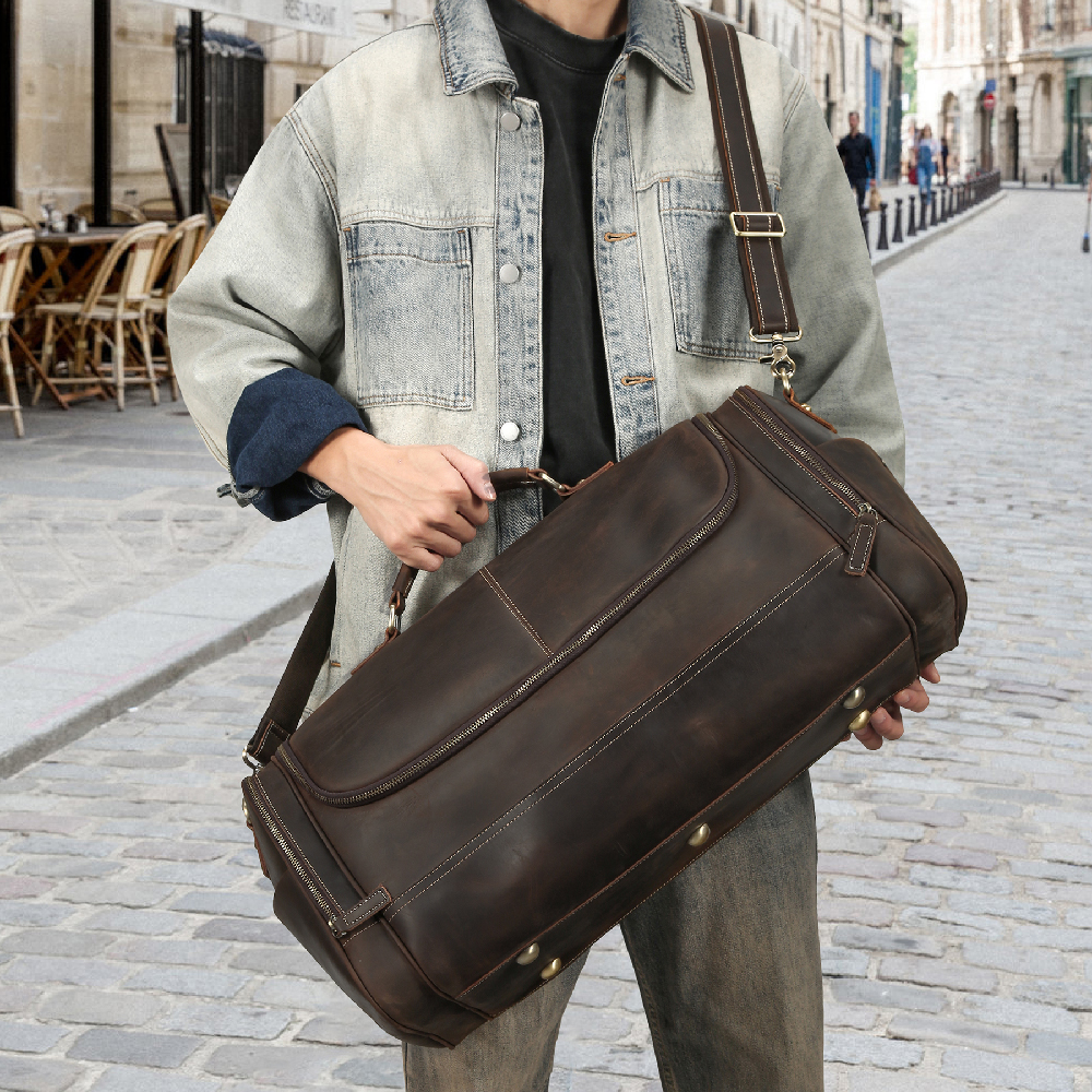 Spacious Leather Travel Duffel Bag