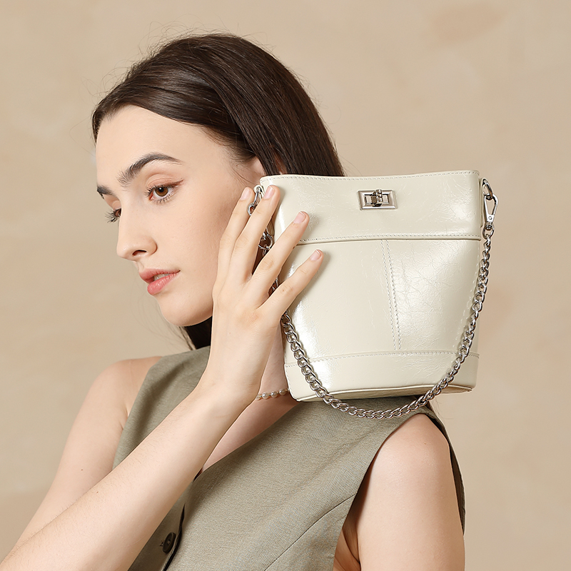 Chic Cream Bucket Bag