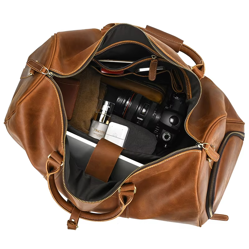 Leather Travel Duffel Bag