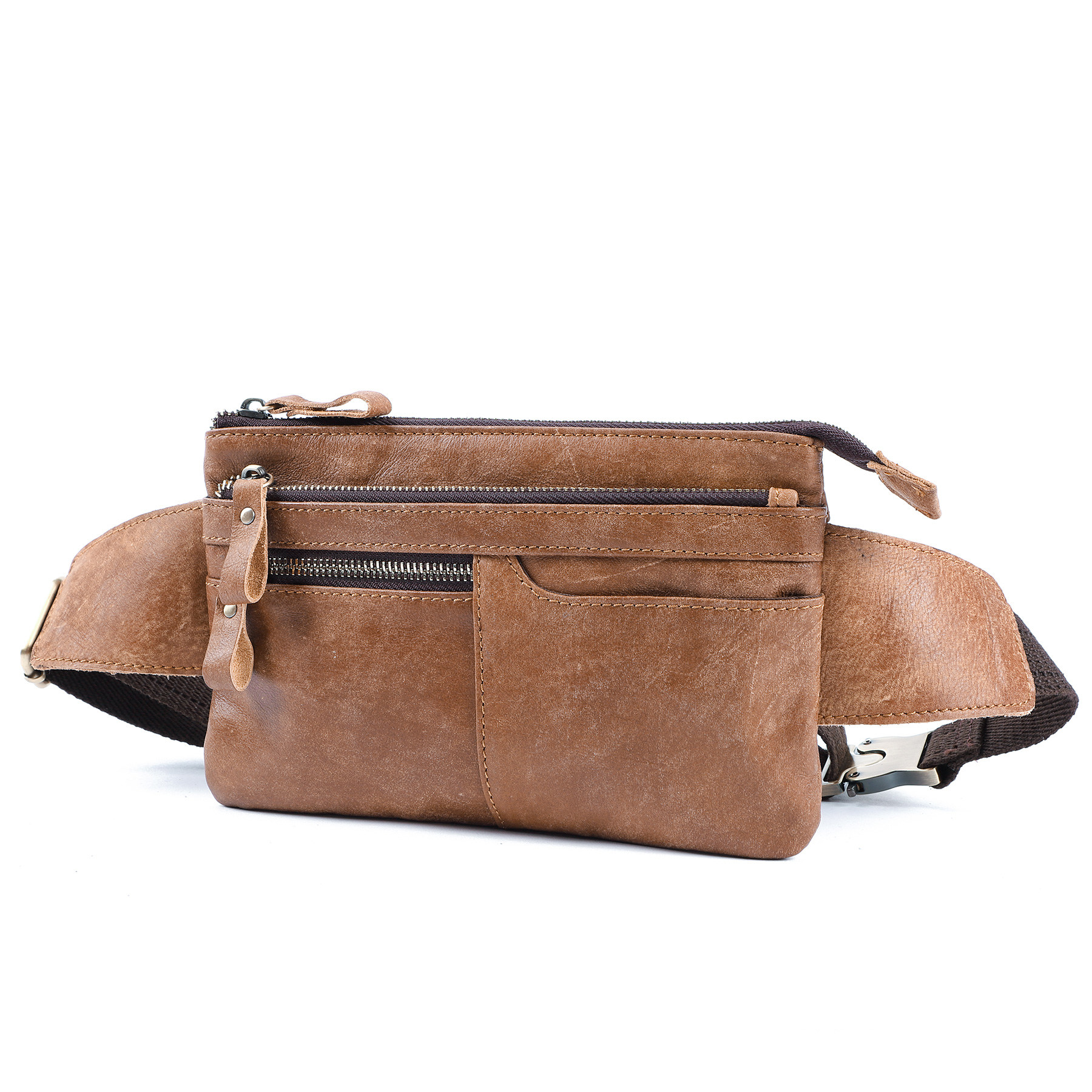 Black Leather Waist Bag