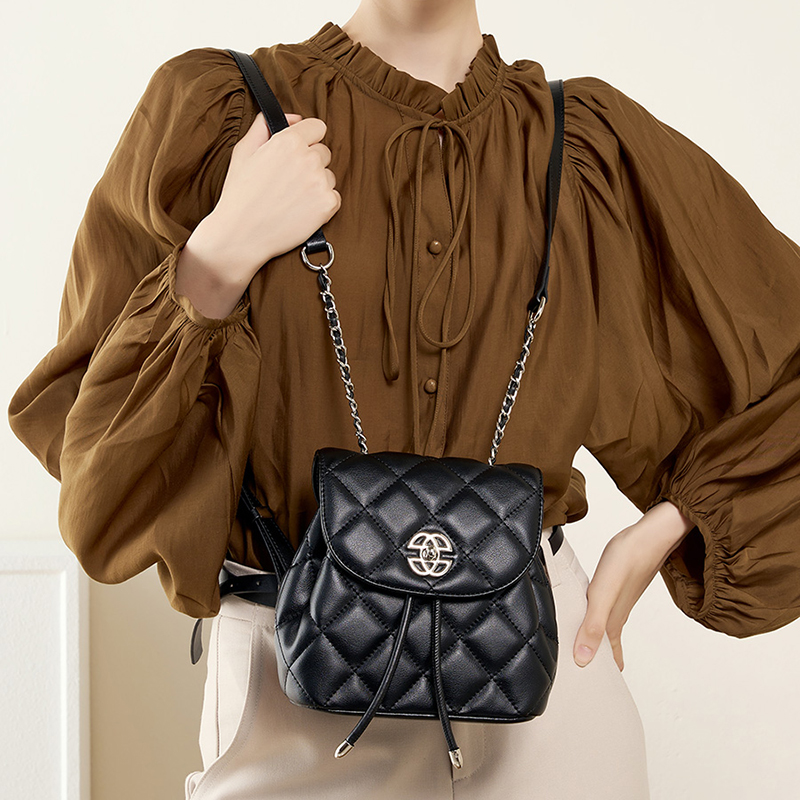 Quilted Black Leather Crossbody Bag