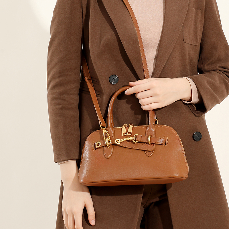 Classic Brown Leather Handbag